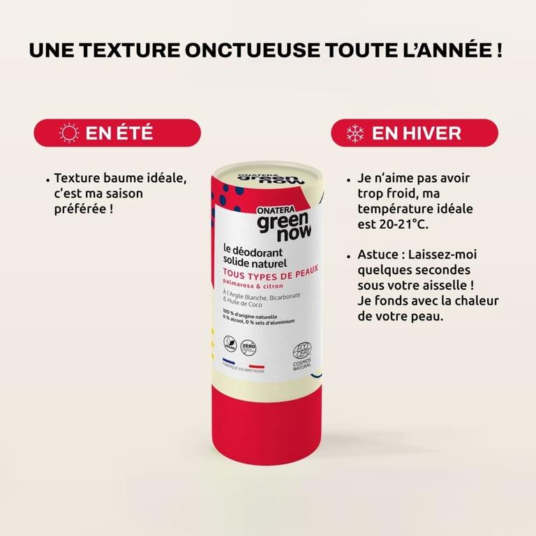 Le Déodorant Solide Naturel Tous Types de Peaux Palmarosa & Citron