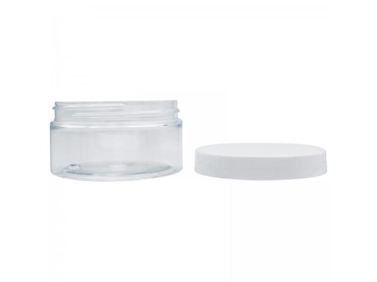 Pot en Plastique Cristal et Couvercle Blanc