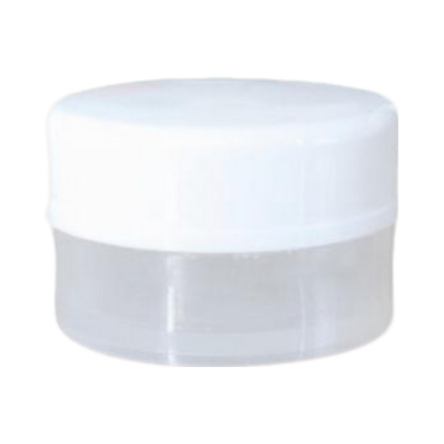 Pot plastique translucide et couvercle blanc