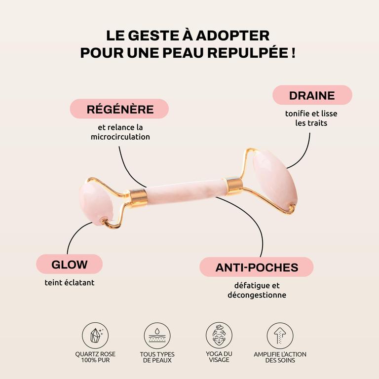 Roller visage au Quartz rose