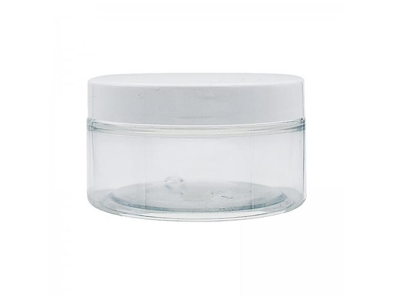 Pot en Plastique Cristal et Couvercle Blanc