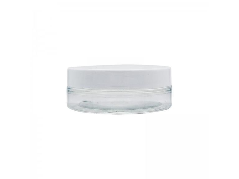 Pot en Plastique Cristal et Couvercle Blanc