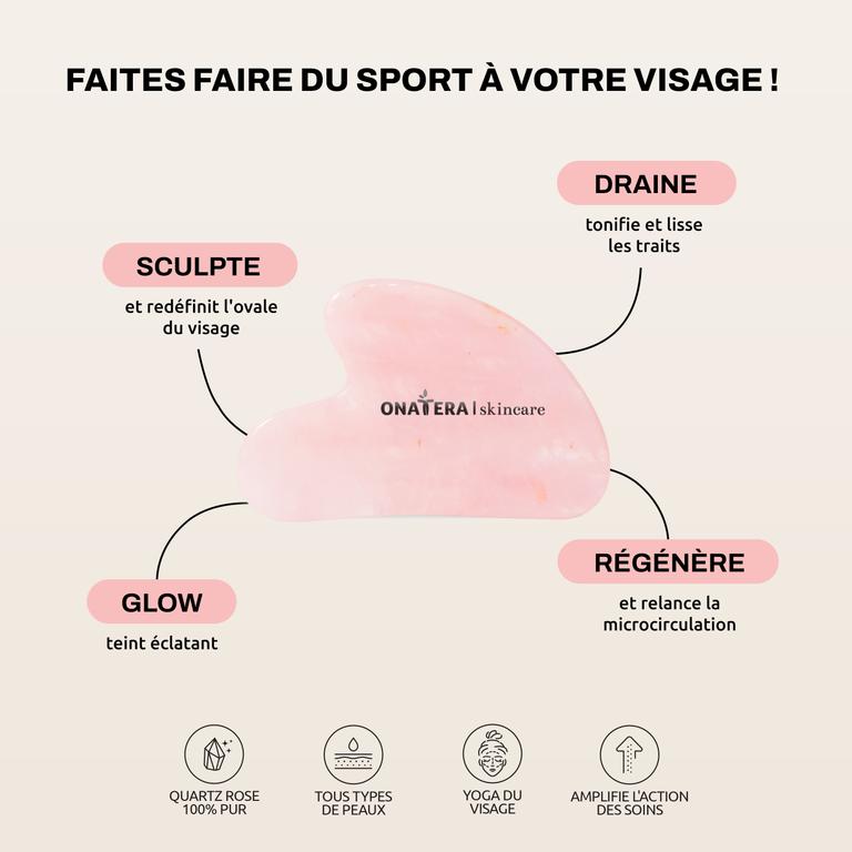 Gua Sha Visage en Quartz Rose