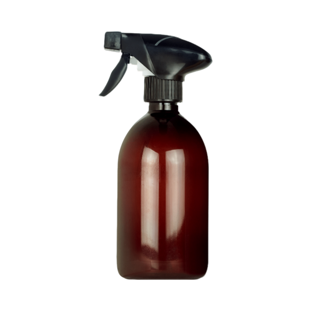 Flacon Plastique Ambré 100% Recyclé et Pompe Spray
