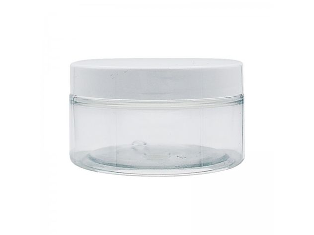 Pot en Plastique Cristal et Couvercle Blanc