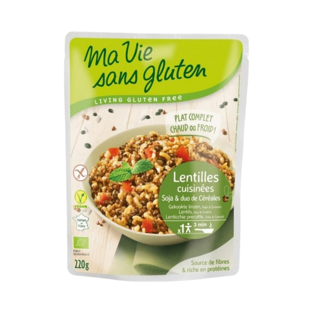 Lentilles cuisinées soja et duo de céréales Bio