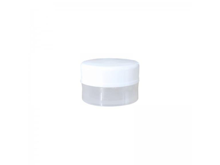 Pot plastique translucide et couvercle blanc