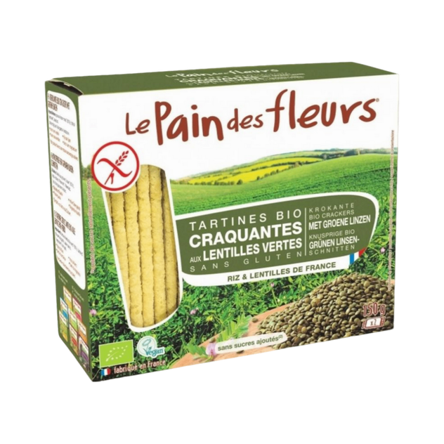 Tartines craquantes aux lentilles vertes Bio