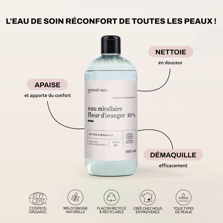 Eau Micellaire Tous Types de Peaux 10% Fleur d'Oranger Bio
