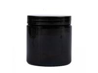 Pot en verre ambré et couvercle noir
