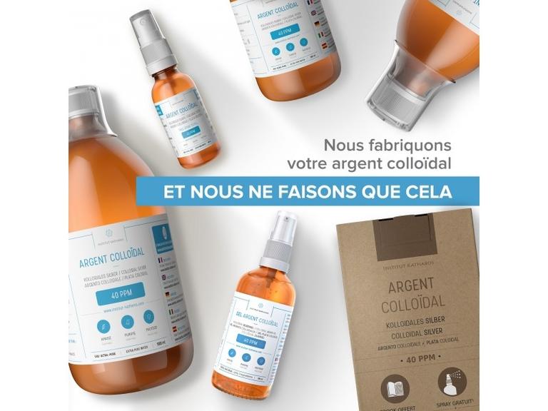 Argent colloïdal 40 ppm 500ml + spray 30 ml à remplir