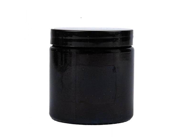 Pot en verre ambré et couvercle noir