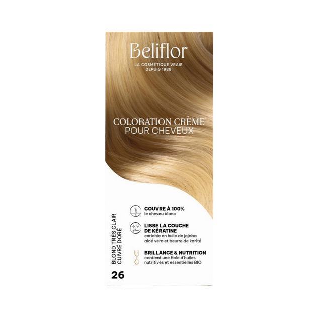Coloration Crème 26 blond très clair cuivré doré