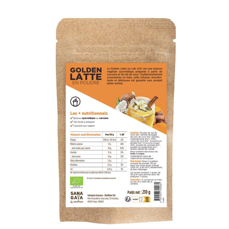 Golden latte (Lait d'or) en poudre Bio