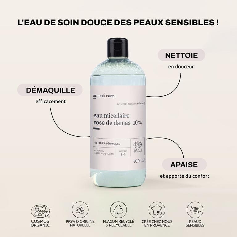 Eau Micellaire Peaux Sensibles 10% Rose Bio