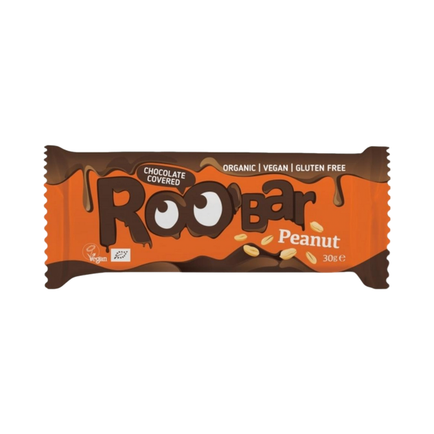Barre cacahuètes enrobée de chocolat noir Bio