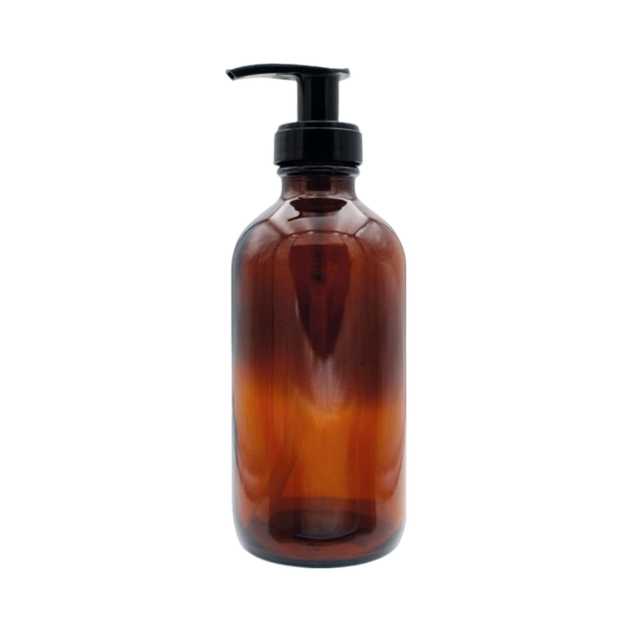 Flacon en Verre Ambré et Pompe Savon