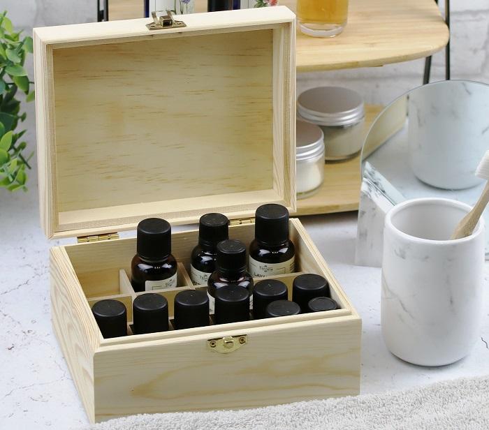 Coffret de rangement en bois pour 22 flacons