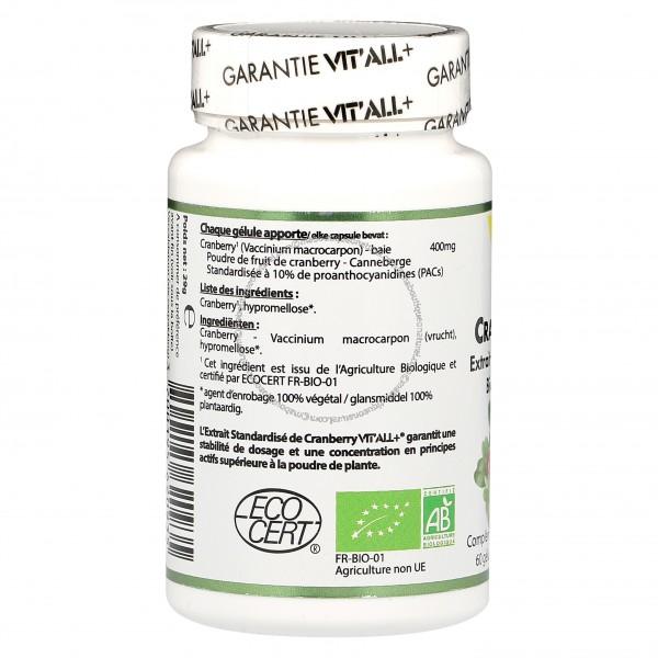 Cranberry extrait standardisé Bio 400 mg